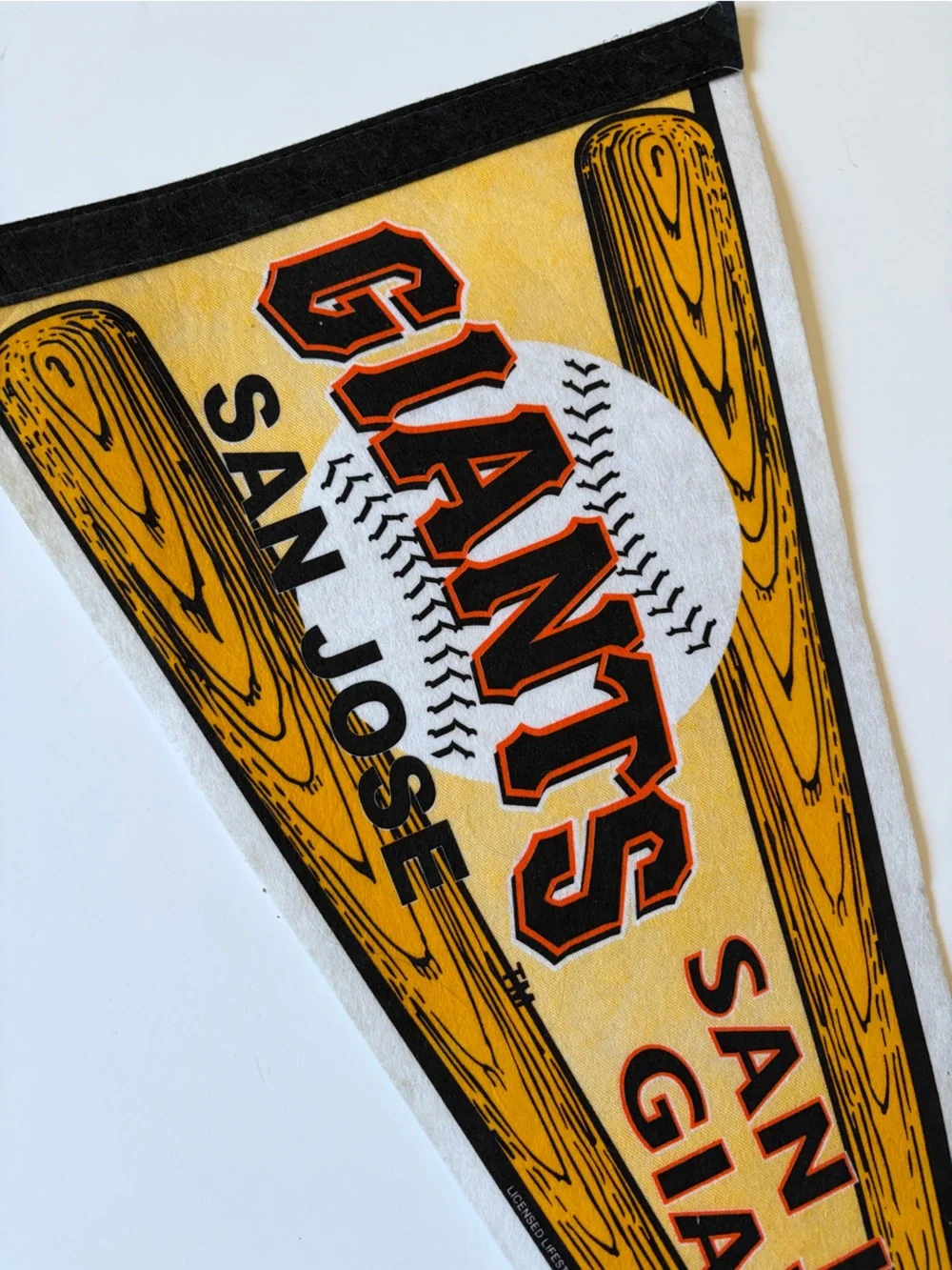 San Jose Giants Vintage Felt Team Pennant Yellow and Black Sports Home Decor
